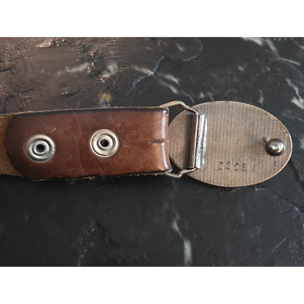 Vintage Masonic Freemason Handcrafted Leather Belt Square Compass Buckle 42in
